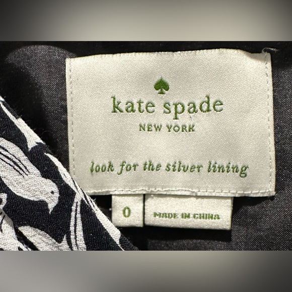 Kate Spade Sleeveless Black/White Bird Print Dress w Offset Tie Bodice - Picture 10 of 10